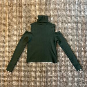 Cold Shoulder Long Sleeve Turtleneck - Green